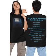 Fuddy Moda Unisex Mega Billlie Eilish Sırt Baskılı Tişört, Oversize Hit Me Hard And Soft Tracklist T-Shirt