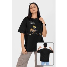 Fuddy Moda Unisex Cartoon Sabrina Carpenter Baskılı Tişört, Oversize Sabrina Carpenter Temalı T-Shirt