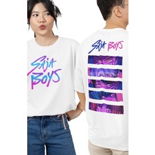 Fuddy Moda Unisex Sajaboys Members Sırt Baskılı Tişört, Oversize Kpop Dizi Temalı T-Shirt