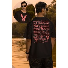 Fuddy Moda Unisex Ariana Grande Albümler Sırt Baskılı Tişört, Oversize Müzik Temalı T-Shirt