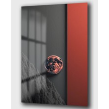 Karanlık Dünya Kırmızı Detaylı Cam Tablo, Modern Dekorasyon Için Şık Parça