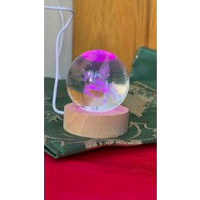 Sfenks. 3D Pegasus Kristal Küre LED Gece Lambası – Ahşap Tabanlı USB Işıklı Dekoratif Masa Lambası