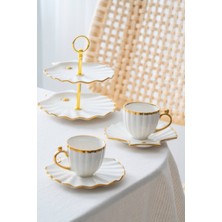 Acar Shelly Gold 2 Kişilik Standlı Kahve Fincan Takımı - 130 ml