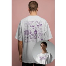 Fuddy Moda Unisex Benson Boone Purple Sırt Baskılı Tişört, Oversize Müzik Temalı Bisiklet Yaka T-Shirt
