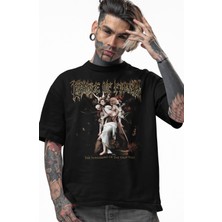 Fuddy Moda Unisex Cradle Of Filth Baskılı Siyah Tişört, Oversize Rock Band Temalı T-Shirt