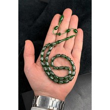 Tesbihkenti Sistemli Yeşil Yoğun Gümüş Işleme Ateş Kehribar Tesbih