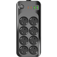 Gunkes Wınnboss Termal Akım Korumalı 2.1A Şarj Çıkışlı 10A 2 mt USB ve Type-C Şarj Çıkışlı  Uzatma Grup Priz