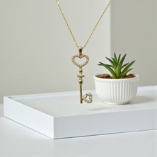 Nova Grup Kalpli Anahtar Figürlü Zirkon Taşlı 14 Ayar Altın Kolye