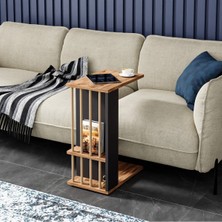 Ayz Modern ve Şık Tasarım Sehpa, Tekerlekli ve Raflı Sehpa, Kanepe Sehpası, C Sehpa Antrasit