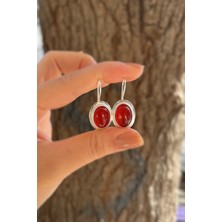 Erer Gümüş Gümüş Akik Taşlı Sallantılı Küpe HS4D4