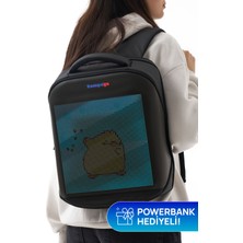 Zampago LED Ekranlı Akıllı Sırt Çantası – Sert Kasa, USB Şarj Girişli, Animasyonlu Işıklı Ekran, 10.000 mAh Powerbank Hediyeli