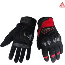 Motari Korumalı Motosiklet Eldiveni, Dokunmatik, Nefes Alabilir Kumaş, Reflektörlü 3 Mevsimlik Kırmızı