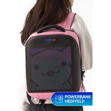 Zampago LED Ekranlı Akıllı Sırt Çantası – Sert Kasa, USB Şarj Girişli, Animasyonlu Işıklı Ekran, 10.000 mAh Powerbank Hediyeli