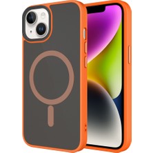 Zivo iPhone 14 Kılıf Mat Arka Yüzey Wireless Şarj Özellikli Zore Flet M-Safe Kapak - Turuncu
