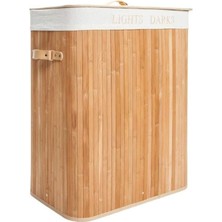 Rope Accessory Bambu Desenli Ikili Çamaşır Sepeti – Kapaklı ve Torbalı Tasarım, Şık ve Pratik