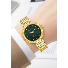 Ferrucci Çelik Kordon Çelik Kasa Kadın Kol Saati, Bileklik Hediye Gold-Yeşil ZMFER202