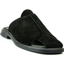 Zeyn 4104 Siyah Süet Deri Kadın Terlik