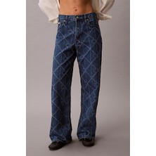 Calvin Klein Düşük Bel Bol Kesim Ck Atlantic Kadın Mavi Jeans LV047D709G-YY2