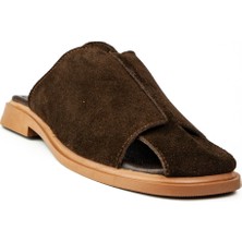 Zeyn 4104 Kahverengi Süet Deri Kadın Terlik