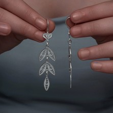 Stillove Gümüş Zarif Yaprak Telkari Kadın Küpe