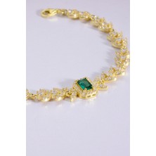 Innuendo 925 Ayar Gümüş Üzeri Altın Kaplama Zirkon Taşlı Baget Bileklik