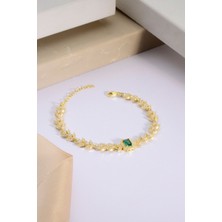 Innuendo Jewelry Innuendo 925 Ayar Gümüş Üzeri Altın Kaplama Zirkon Taşlı Baget Bileklik