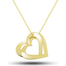 Stillove Gümüş Gold Çifte Kalp Aşk Kadın Kolye