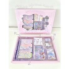  Doğa Temalı Yağlı Boya Mor Dopdolu Muhteşem Binder Defter Hediye Set/ Kutu Set / Notebook/bullet Journal