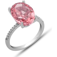 Stillove Gümüş Ice Cut Oval Pembe Zirkon Taşlı Kadın Yüzük