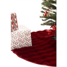 Aden Yumuşak Dokulu Çam Ağacı Eteği Halısı | Bordo Bubble Yılbaşı Ağacı Altı Halısı | 80X80CM | MYA02