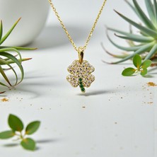 Nova Grup Yonca Figürlü Zirkon Taşlı 14 Ayar Altın Kolye