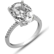 Stillove Gümüş Ice Cut Oval Zirkon Taşlı Kadın Yüzük