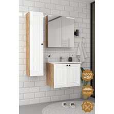Teta Home Pekin 65 cm Mdf Gövde Membran Kapak Banyo Dolabı Seti + Boy Dolabı