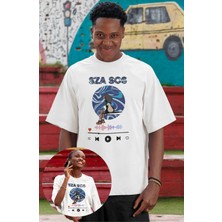 Fuddy Moda Unisex Sza Sos Track Baskılı Tişört, Oversize Sza R&b Temalı Bisiklet Yaka T-Shirt