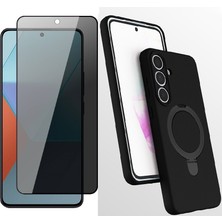 Vendas Samsung Galaxy S25 Fe Kılıf M-Safe Şarj Özellikli Standlı Zore Samara Kapak + Privacy Hayalet Ekran Koruyucu