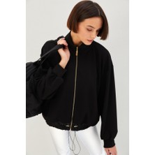 Allyco Gold Fermuarlı Paraşüt Kumaşlı Regular Örme Sweatshirt