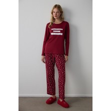 Penti Bordo It's Saturday Pantolon Pijama Takımı