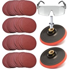 Çırt Zımpara Seti + Matkap Aparatı + Gözlük, 115 Mm, 40 Parça