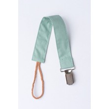 Çağla Yeşili Emzik Askısı - Kumaş Pamuk Bağcıklı Emzik Zinciri - Emzik Tutacağı