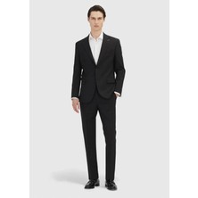 Ramsey Siyah Çizgili Zeroweight Slim Fit Yün Karışımlı Takım Elbise