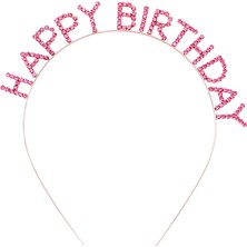 Epilons Pembe Kristal Taşlı Gold Happy Birthday Taçı