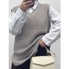 Nisum Moda V Yaka Triko Yırtmaçlı Süveter