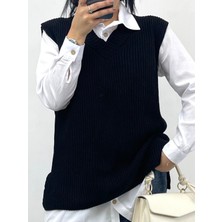 Nisum Moda V Yaka Triko Yırtmaçlı Süveter