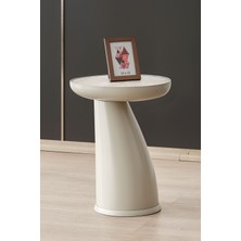 Altınaks Mobilya Lips Sehpa,tekli Sehpa,yan Sehpa,zigon Sehpa - Kumtaşı (Açık Bej) & Traverten Desenli Tabla