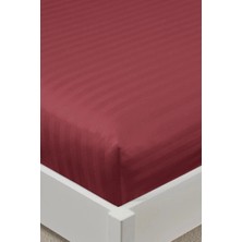 Varol %100 Pamuk Saten Stripe Battal Boy (King Size) Lastikli Çarşaf Takımı – 30 cm – 2 Yastık Kılıfı – 180X200
