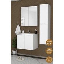 Teta Home Astana 80 cm Mdf Gövde Membran Kapak Banyo Dolabı Seti + Boy Dolabı