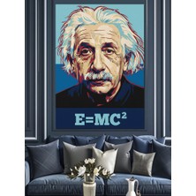 Artmeg E=mc² Einstein Portresi Dekoratif Kanvas - Mdf Ahşap Tablo