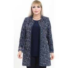 Ladies First Büyük Beden 4021 Lacivert Ceket+Bluz Takım