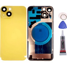 Yedcom Iphone 14 PLUS Sarı Uyumlu Full Nfc ve Demirli Uyumlu Arka Pil Batarya Kapağı Arka Kapak Yapıştırıcı Ve Tamir Seti Set