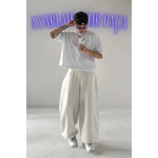 Vladivosto Iki Iplik Paçası Ayarlanabilir Lastikli Ekstra Bol Kalıp Yüksek Bel Baggy Oversize Eşofman Altı